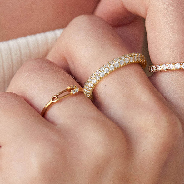 Naira Ring – 925 Sterling Silver, 14k Gold or Rhodium Plated with 4A Clear Cubic Zirconia