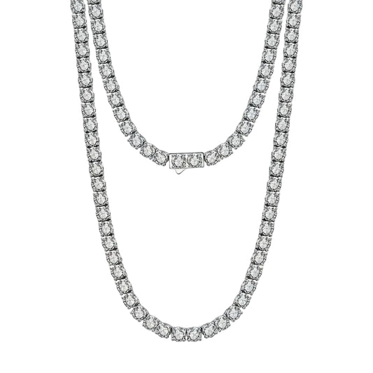 Dara Tennis Necklace – 925 Sterling Silver, Rhodium Plated with 4A Cubic Zirconia (3mm)