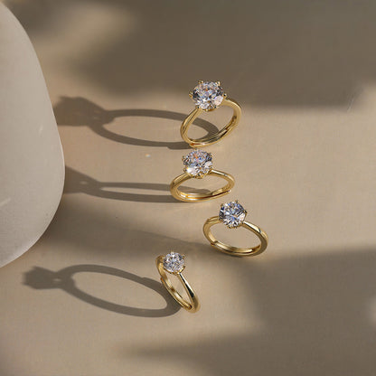 Yara Adjustable Ring – 925 Sterling Silver, 14k Gold or Rhodium Plated with VVS Moissanite Diamond (6.5mm)