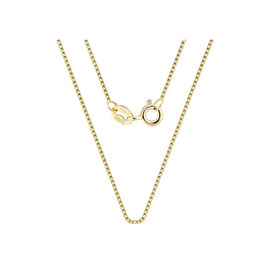 Box Chain – 925 Sterling Silver, 14k Gold or Rhodium Plated