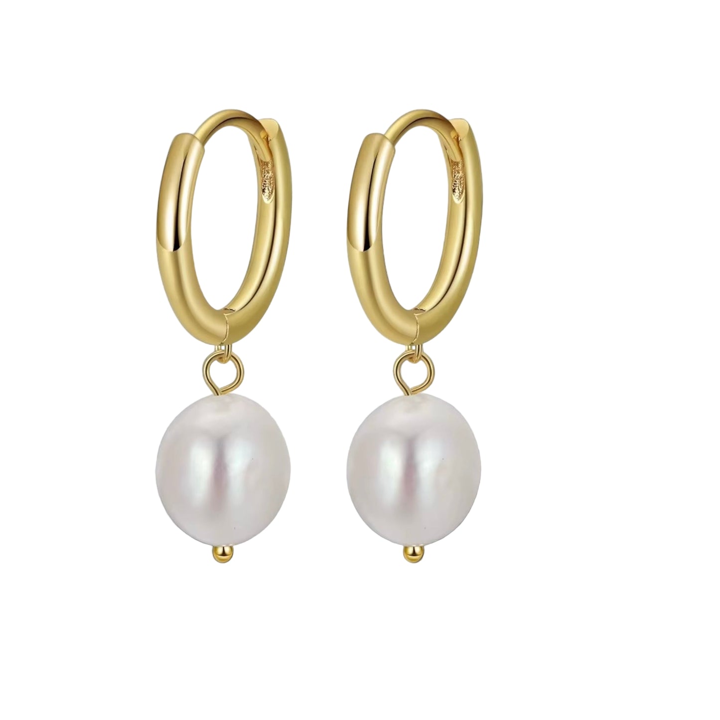 Agnes Earrings – 925 Sterling Silver, 14k Gold Plated with Freshwater Pearl