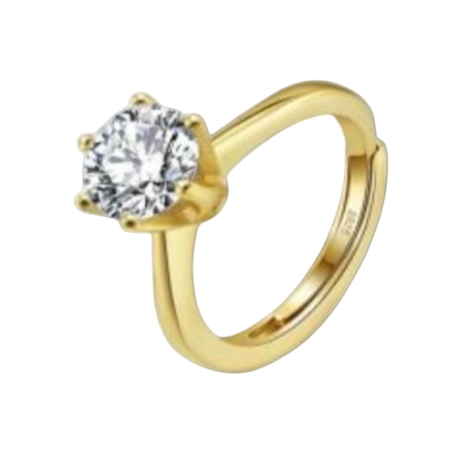 Yara Adjustable Ring – 925 Sterling Silver, 14k Gold or Rhodium Plated with VVS Moissanite Diamond (6.5mm)